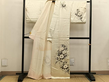 平和屋着物■訪問着　手描き　草花文　正絹　逸品　BAAW6438mz