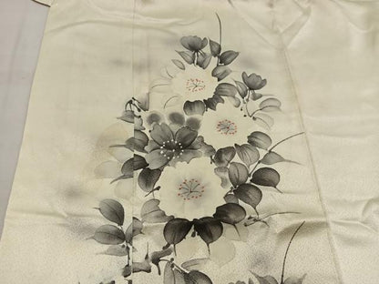 平和屋着物■訪問着　手描き　草花文　正絹　逸品　BAAW6438mz