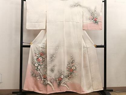 平和屋着物■訪問着 手描き 枝花文 暈し染め 正絹 逸品 BAAW6443mz