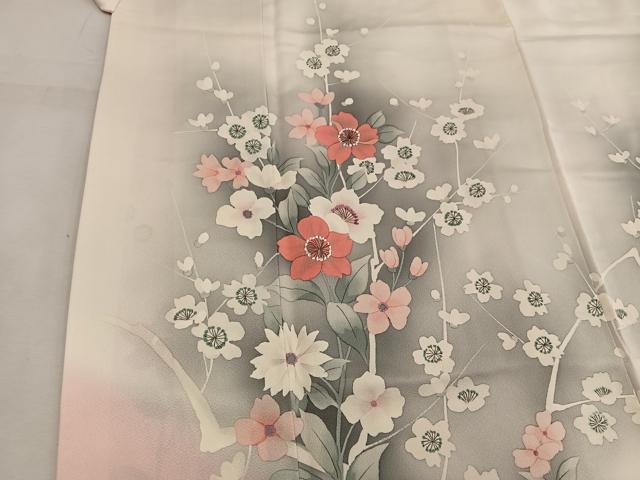平和屋着物■訪問着 手描き 枝花文 暈し染め 正絹 逸品 BAAW6443mz