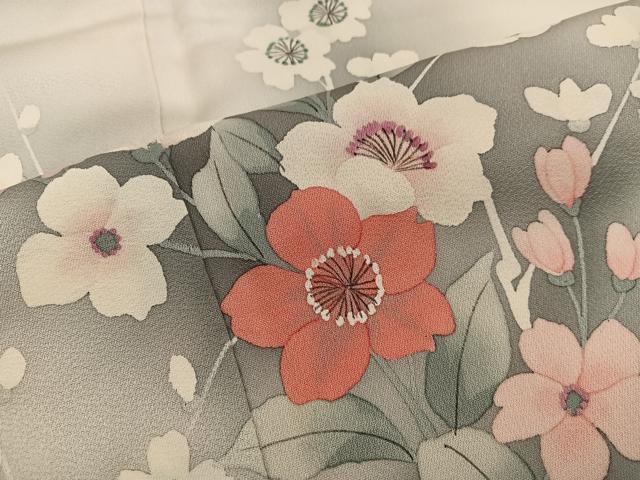 平和屋着物■訪問着 手描き 枝花文 暈し染め 正絹 逸品 BAAW6443mz