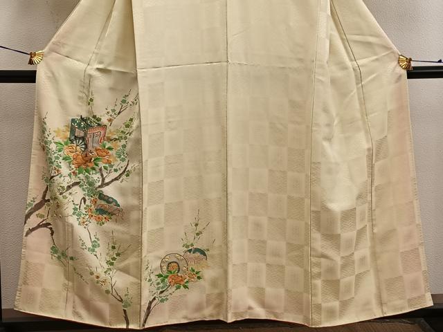 平和屋着物■訪問着 総刺繍 御所車花文 金銀糸 正絹 逸品 BAAW6445mz
