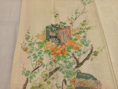 平和屋着物■訪問着 総刺繍 御所車花文 金銀糸 正絹 逸品 BAAW6445mz