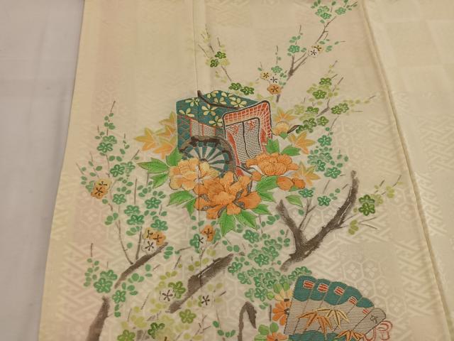 平和屋着物■訪問着 総刺繍 御所車花文 金銀糸 正絹 逸品 BAAW6445mz