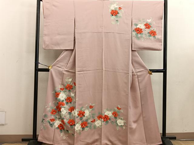 平和屋着物■訪問着 手描き 枝椿 正絹 逸品 BAAW6446mz