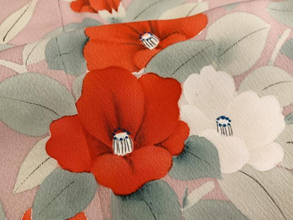 平和屋着物■訪問着 手描き 枝椿 正絹 逸品 BAAW6446mz