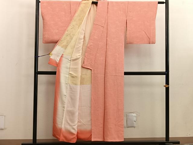 平和屋着物■上質な色無地 流水地紋 曙色 正絹 逸品 BAAW6450mz