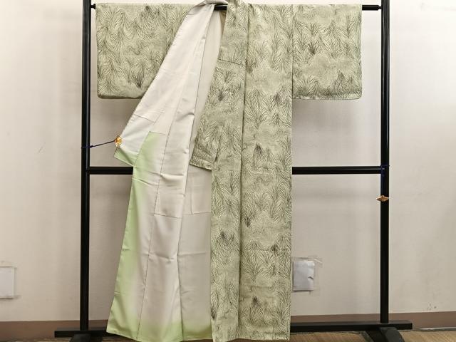 平和屋着物■上質な小紋　紬地　草葉文　正絹　逸品　BAAW6457mz