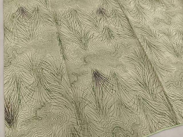 平和屋着物■上質な小紋　紬地　草葉文　正絹　逸品　BAAW6457mz
