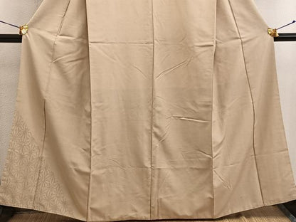 平和屋着物■色留訪問着 結城紬 麻の葉文様 正絹 逸品 BAAW6459mz