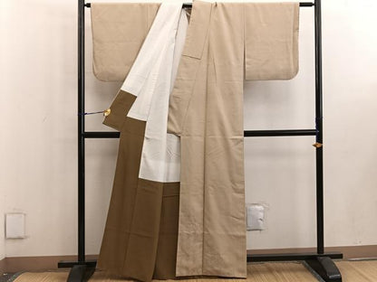 平和屋着物■色留訪問着 結城紬 麻の葉文様 正絹 逸品 BAAW6459mz