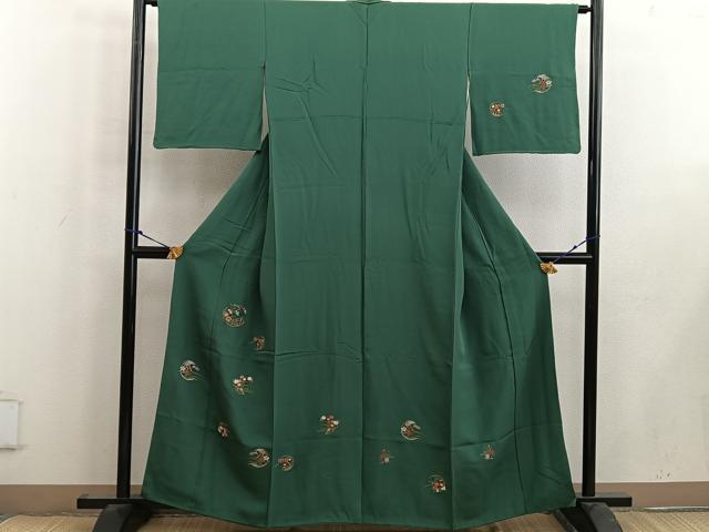 平和屋着物■訪問着　総刺繍　草花文　正絹　逸品　BAAW6463mz