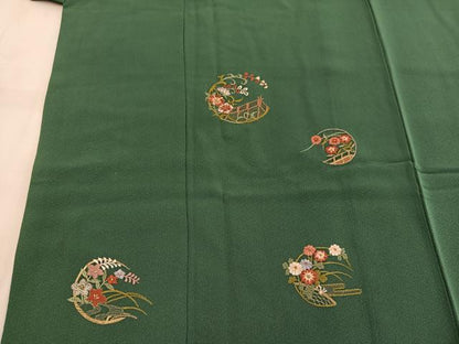 平和屋着物■訪問着　総刺繍　草花文　正絹　逸品　BAAW6463mz
