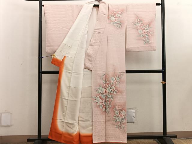 平和屋着物■訪問着　手描き　草花文　暈し染め　正絹　逸品　BAAW6468mz