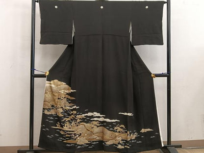 平和屋着物■豪華黒留袖　遠山枝花文　金彩　正絹　逸品　BAAW6469mz