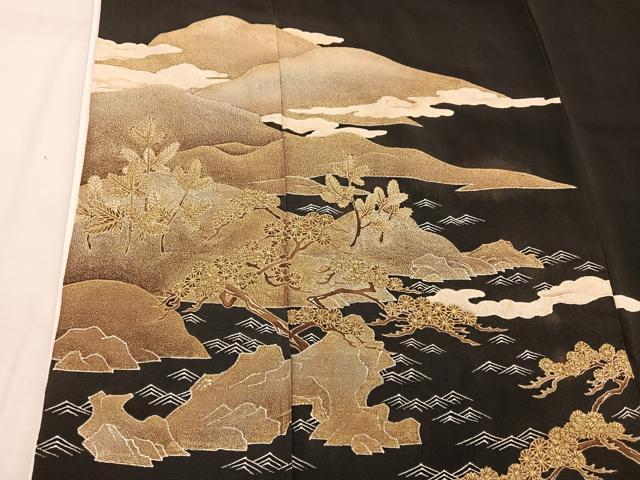 平和屋着物■豪華黒留袖　遠山枝花文　金彩　正絹　逸品　BAAW6469mz