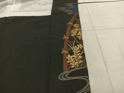 平和屋着物■豪華黒留袖 駒刺繍 籬菊花文 金彩 正絹 逸品 BAAW6472mz