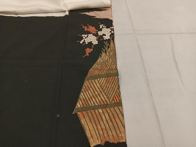 平和屋着物■豪華黒留袖　作家物　刺繍　花車文　金彩　正絹　逸品　BAAW6478mz