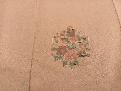 平和屋着物■訪問着　総刺繍　スワトウ刺繍　亀甲花文　暈し染め　正絹　逸品　未使用　BAAW6486mz