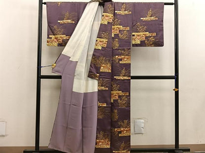 平和屋着物■上質な小紋　花鳥丸文　金彩　正絹　逸品　BAAW6487mz