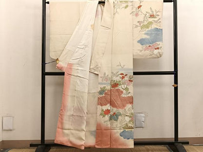 平和屋着物■訪問着　刺繍　雲取り牡丹花文　金彩　正絹　逸品　BAAW6491mz