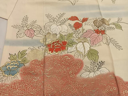 平和屋着物■訪問着　刺繍　雲取り牡丹花文　金彩　正絹　逸品　BAAW6491mz