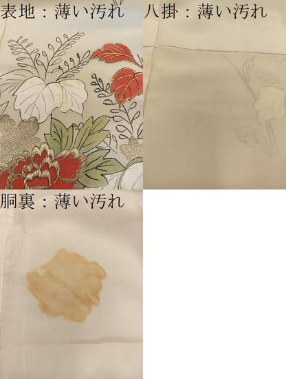 平和屋着物■訪問着　刺繍　雲取り牡丹花文　金彩　正絹　逸品　BAAW6491mz