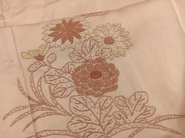 平和屋着物■訪問着 総刺繍 相良刺繍 芝草菊花文 正絹 逸品 BAAW6493mz