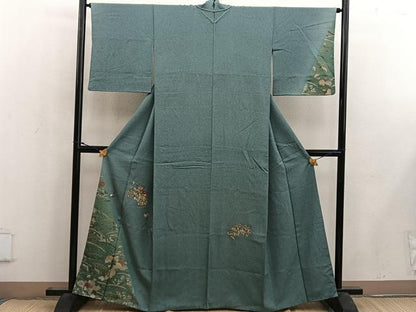 平和屋着物■訪問着　刺繍　地紙花文　金銀彩　正絹　逸品　BAAW6494mz
