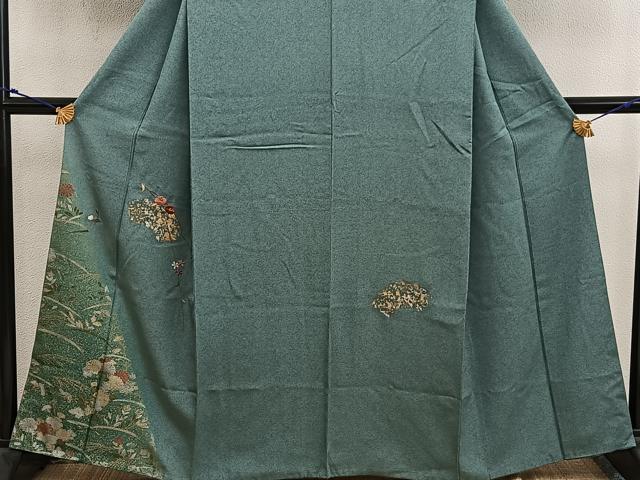 平和屋着物■訪問着　刺繍　地紙花文　金銀彩　正絹　逸品　BAAW6494mz