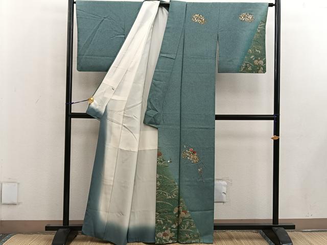 平和屋着物■訪問着　刺繍　地紙花文　金銀彩　正絹　逸品　BAAW6494mz