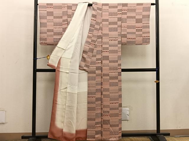 平和屋着物■上質な小紋　青海波花文　正絹　逸品　BAAW6498mz