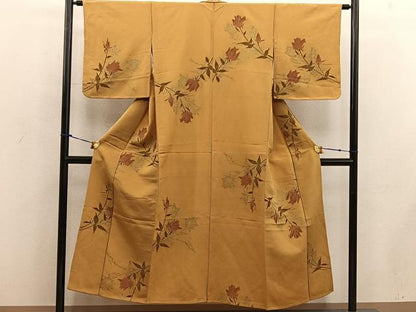 平和屋着物■上質な小紋　枝花文　金糸　正絹　逸品　BAAW6499mz
