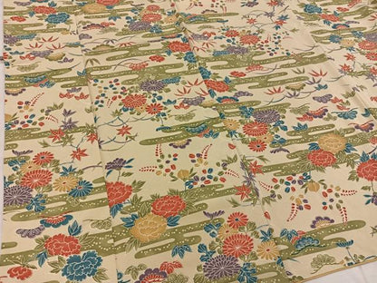 平和屋着物■上質な小紋　エ霞牡丹花文　京都きもの友禅扱い　正絹　逸品　BAAW6502mz