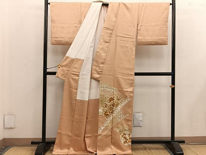 平和屋着物■豪華色留袖 駒刺繍 草花文 金彩 正絹 逸品 BAAW6504mz