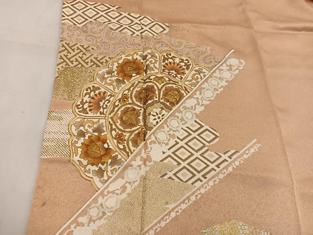 平和屋着物■豪華色留袖 駒刺繍 草花文 金彩 正絹 逸品 BAAW6504mz