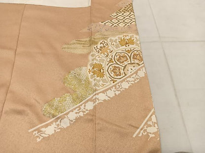 平和屋着物■豪華色留袖 駒刺繍 草花文 金彩 正絹 逸品 BAAW6504mz