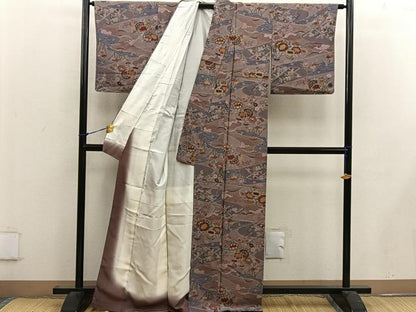 平和屋着物■上質な小紋　流水花文　金彩　正絹　逸品　BAAW6507mz