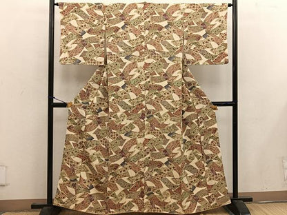 平和屋着物■上質な小紋　草花絵巻文　正絹　逸品　BAAW6513mz