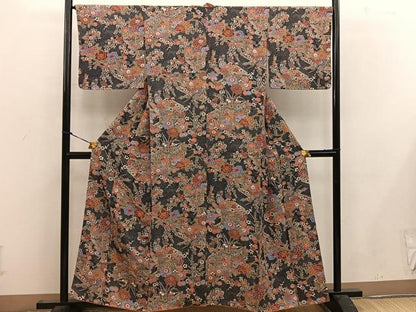 平和屋着物■上質な小紋　菊花文　正絹　逸品　BAAW6516mz
