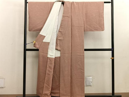 平和屋着物■上質な色無地　風景地紋　駱駝色　正絹　逸品　未使用　BAAW6523mz