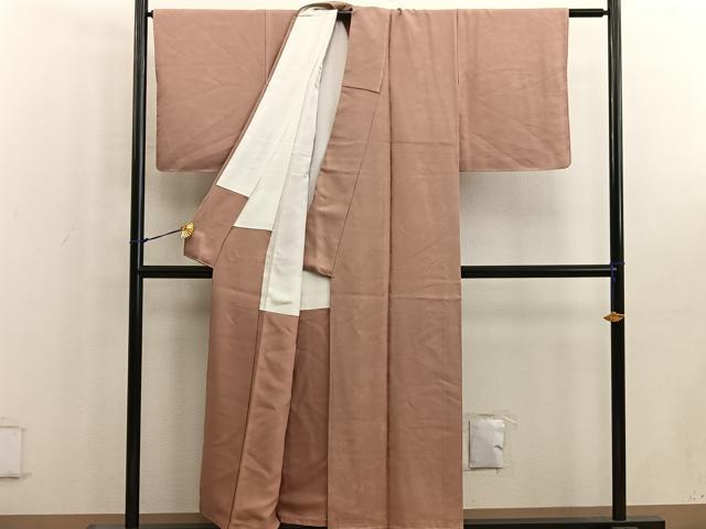 平和屋着物■上質な色無地　風景地紋　駱駝色　正絹　逸品　未使用　BAAW6523mz
