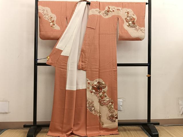 平和屋着物■訪問着　牡丹花文　金彩　正絹　逸品　BAAW6533mz