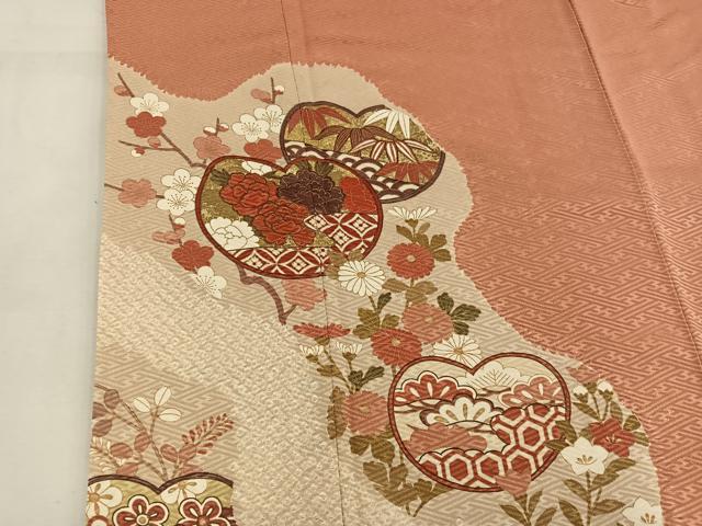 平和屋着物■訪問着　牡丹花文　金彩　正絹　逸品　BAAW6533mz