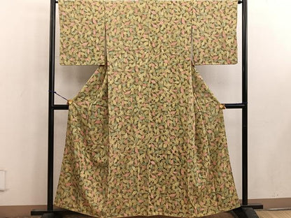 平和屋着物■上質な小紋　草葉文　正絹　逸品　BAAW6538mz
