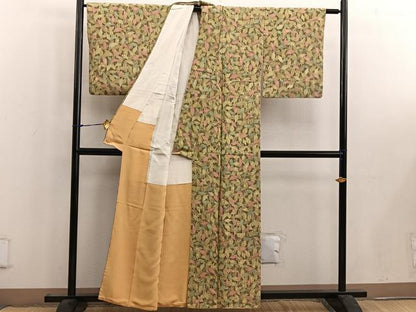 平和屋着物■上質な小紋　草葉文　正絹　逸品　BAAW6538mz