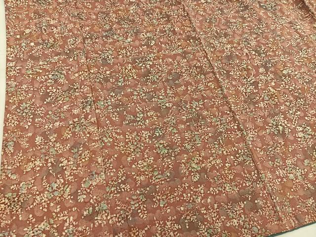 平和屋着物■上質な小紋　ろうけつ染め　草葉文　正絹　逸品　BAAW6540mz