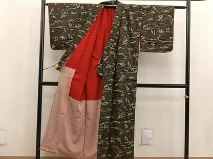 平和屋着物■アンティーク 大正ロマン お召 草花文 正絹 逸品 BAAW6553mz