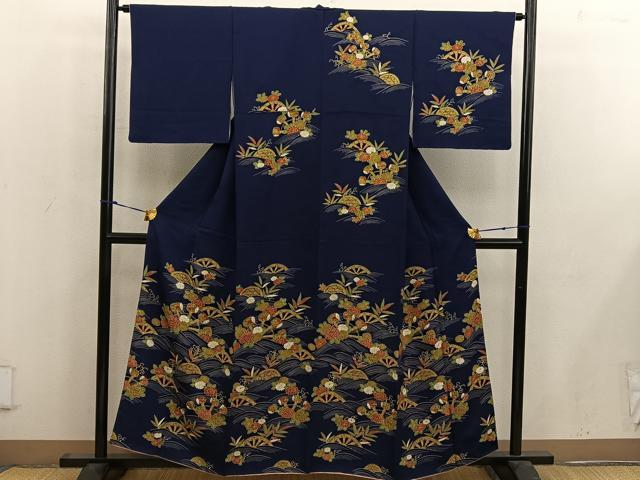 平和屋着物■訪問着　片輪車菊花文　正絹　逸品　BAAW6554mz