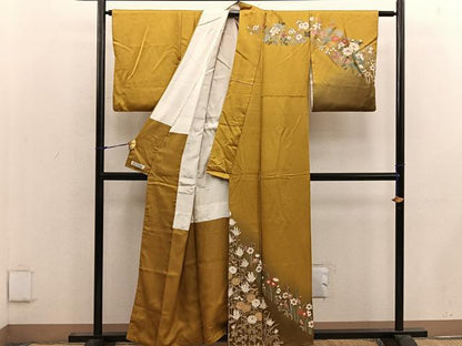 平和屋着物■訪問着　草花文　暈し染め　金彩　正絹　逸品　BAAW6557mz